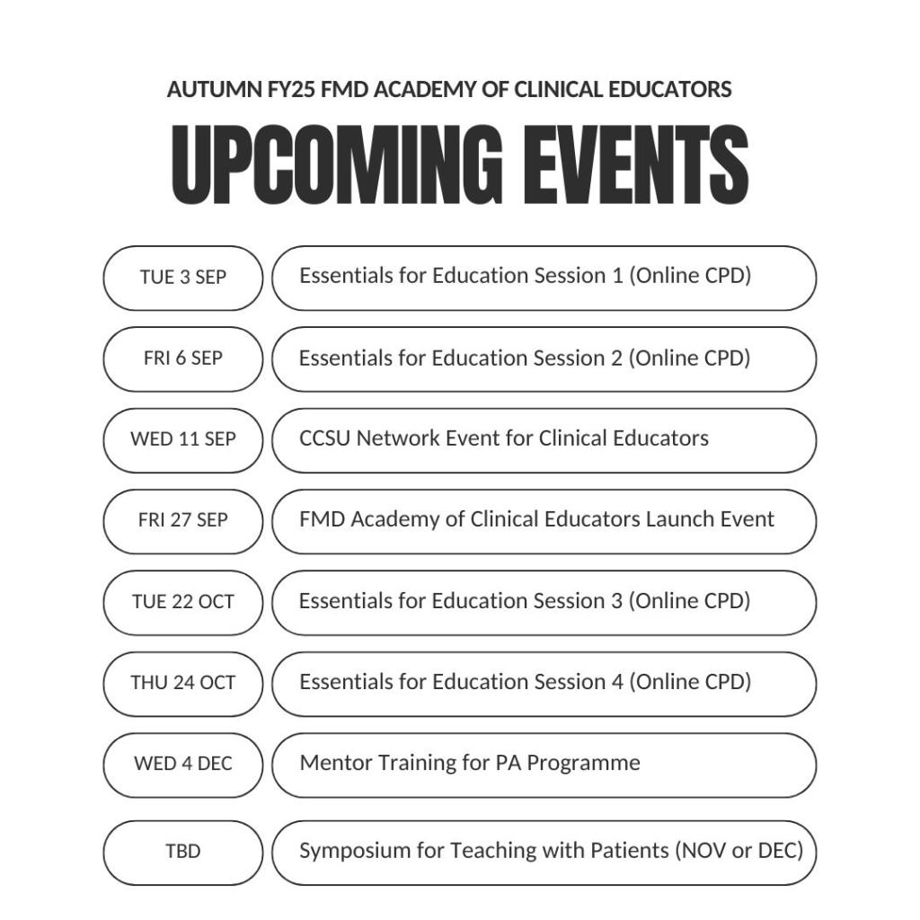 Calendar of events